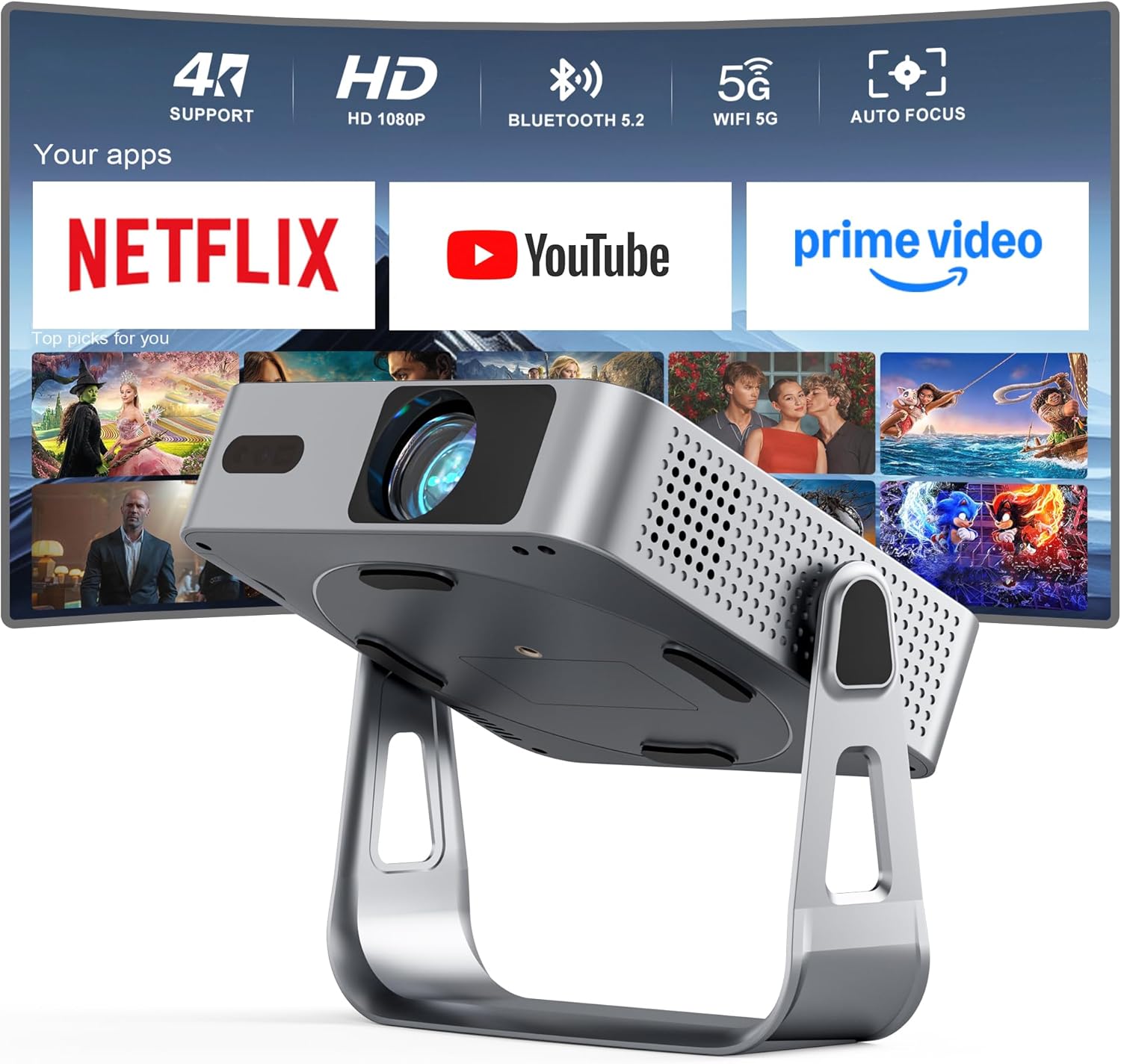Mini Projector Portable - 【Officially-Licensed APP & 1800ANSI】Smart Mini Projector