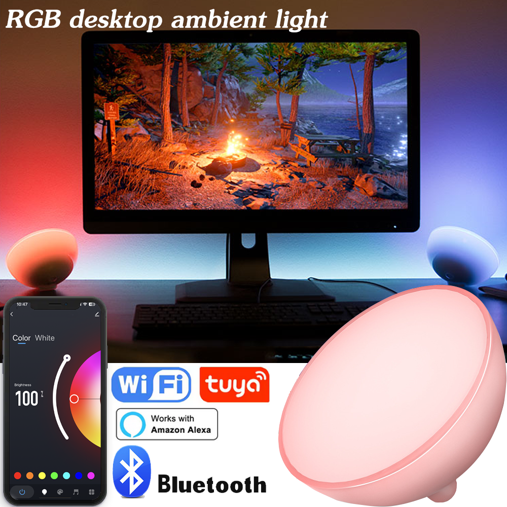 Rgb Desk Lamp Smart - WiFi+Bluetooth Smart Portable Dimmable Table Lamp