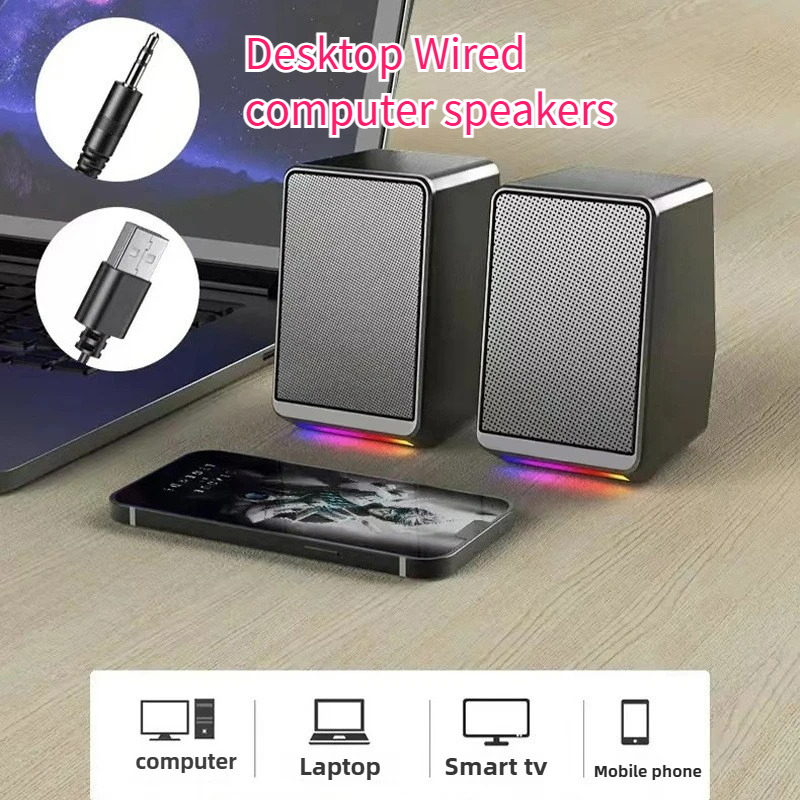 Mini Projector Portable - 2'' USB Mini Computer Stereo Speakers