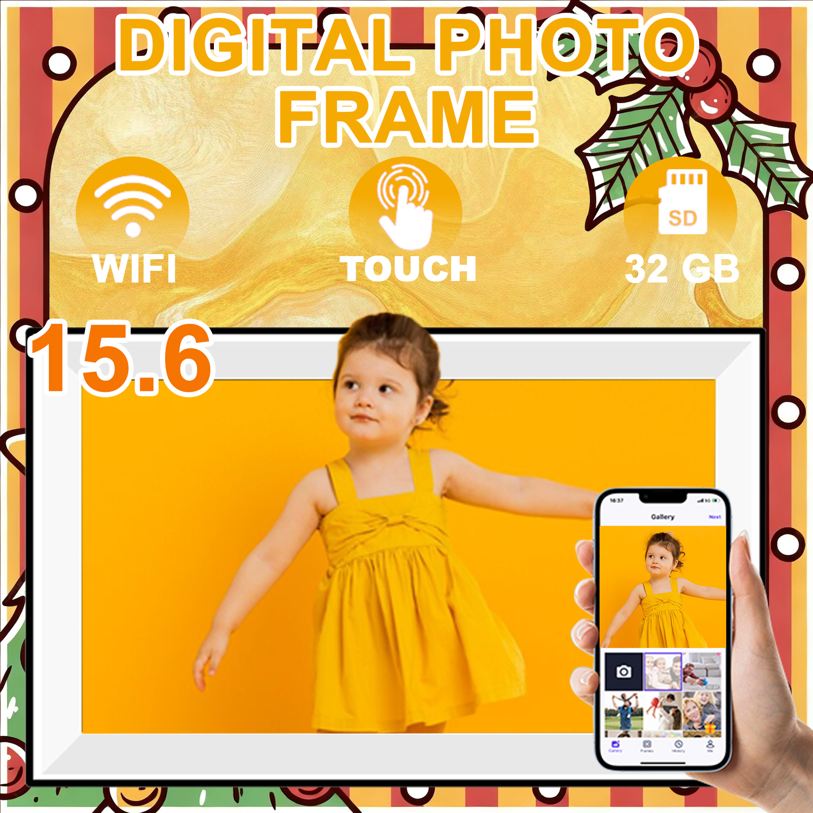 Digital Photo Frame Wifi - 15.6 inch built in 32GB WiFi