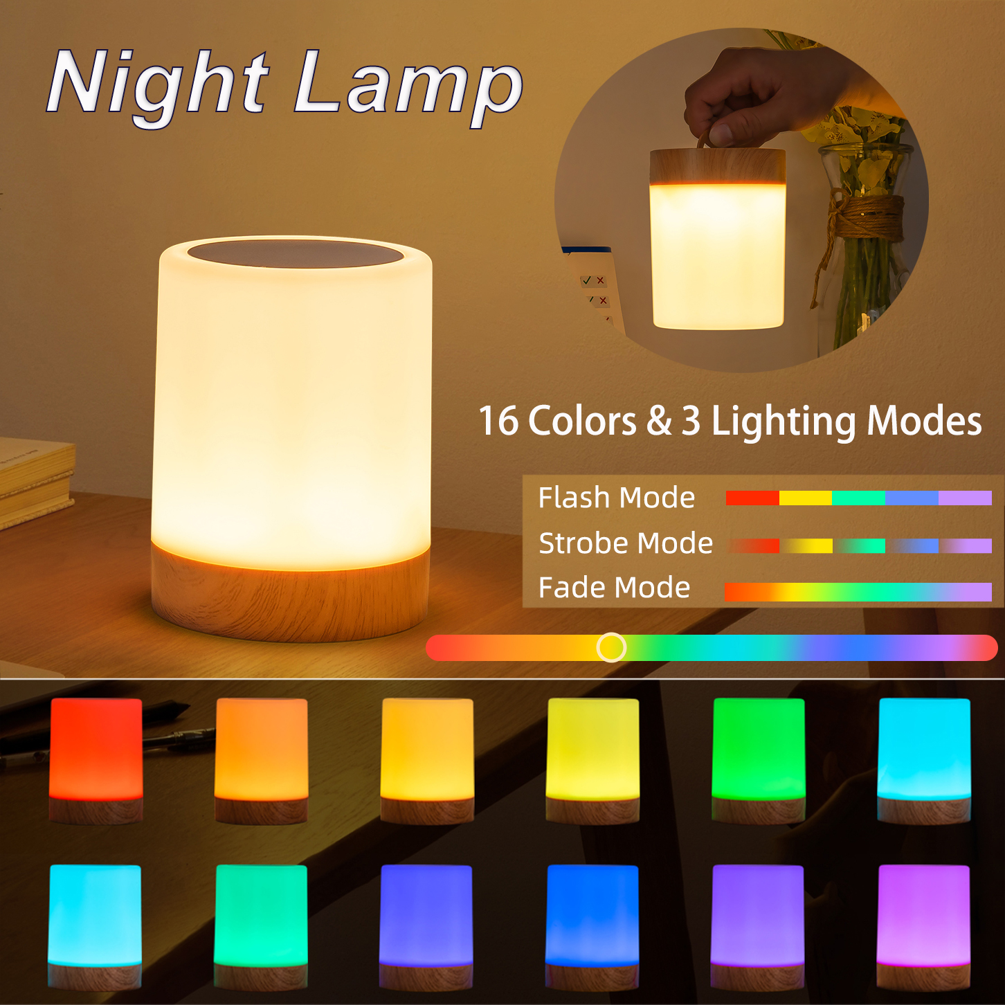 Rgb Desk Lamp Smart - 16 Colors Smart Touch Bedside Table